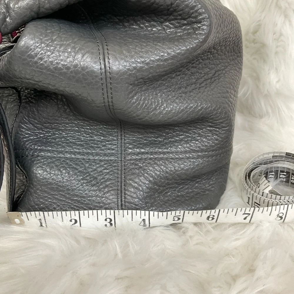 Coach Women's Gray Pebbled Leather Zip Top Shoulder Hobo Bag